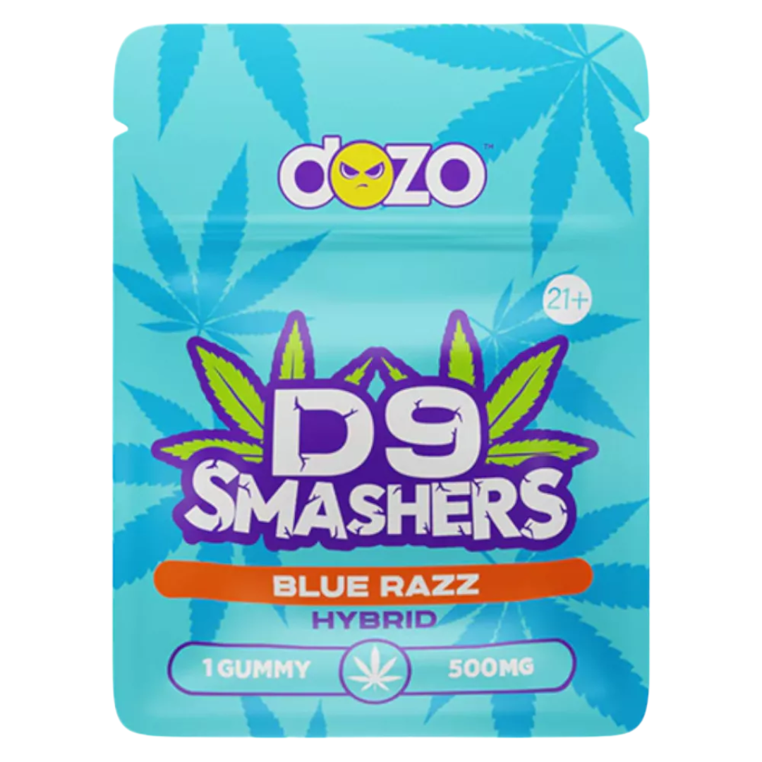 💙🌀 Dozo D9 Smashers – Blue Razz (1 Gummy, Híbrido, 500mg)