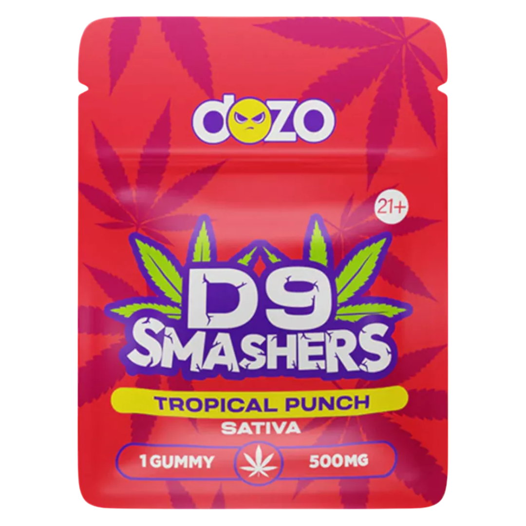 🍍🥭 Dozo D9 Smashers – Tropical Punch (1 Gummy, Sativa, 500mg)