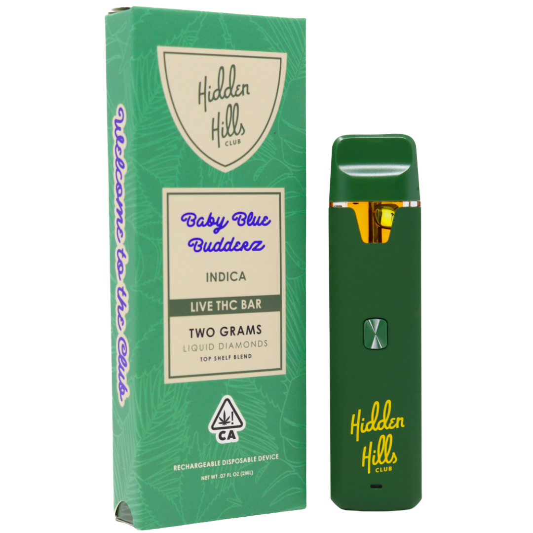 💎 Hidden Hills Club – Baby Blue Budderz | Indica Live THC Bar (2g)