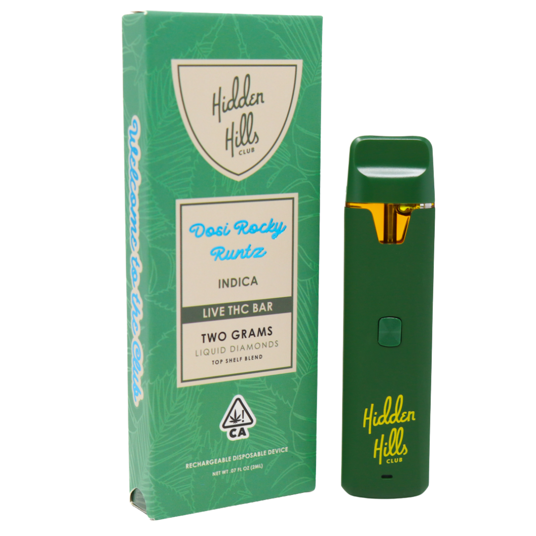 💎 Hidden Hills Club – Dosi Rocky Runtz | Indica Live THC Bar (2g)